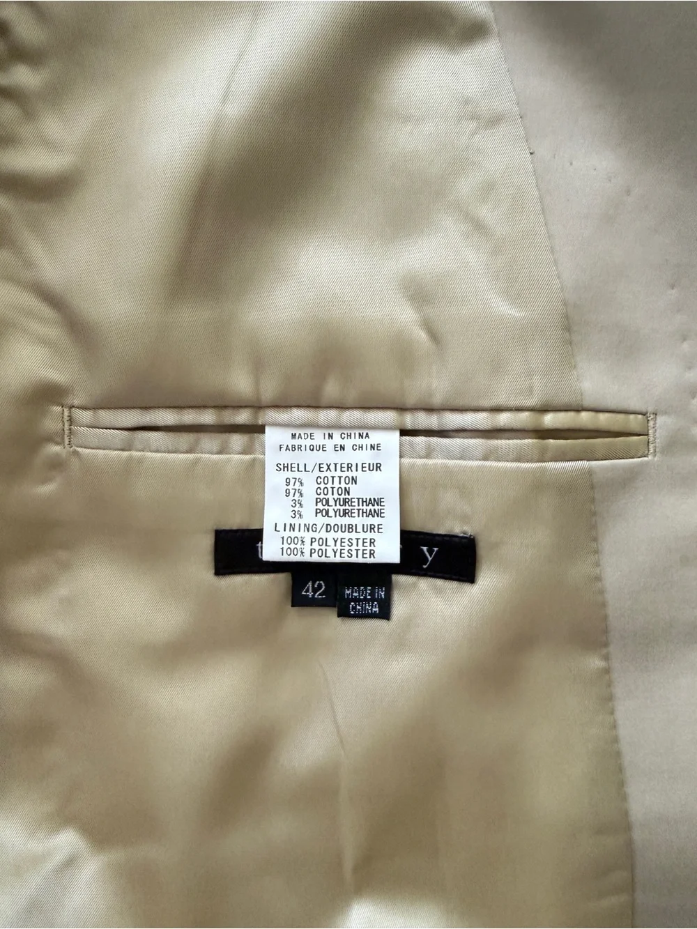 Theory Men's Tailored Khaki Suit - Classic Notch Lapel, Size 42